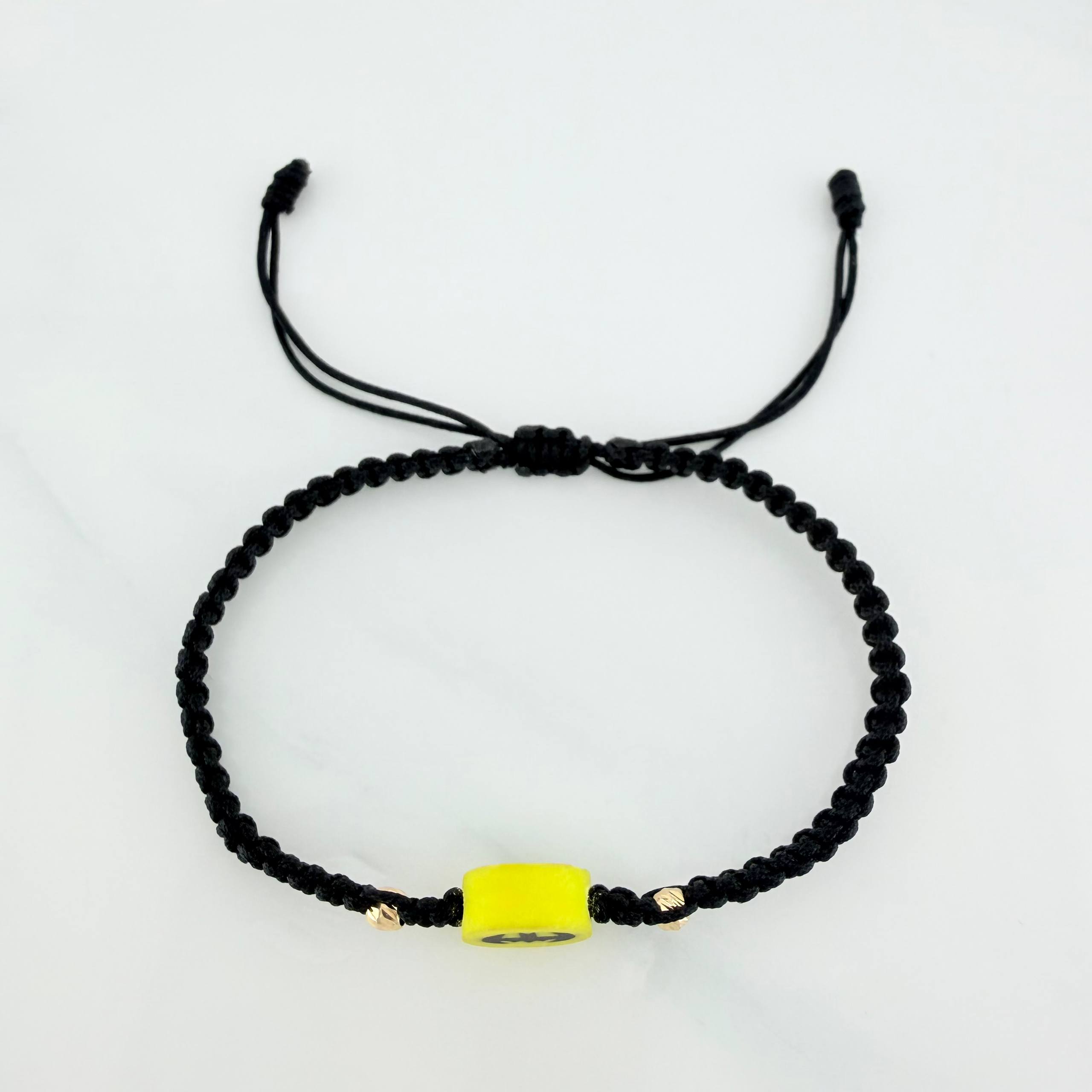 Pulsera Tejida Negra Batman 3Mm 2 Und Oro Amarillo 18K