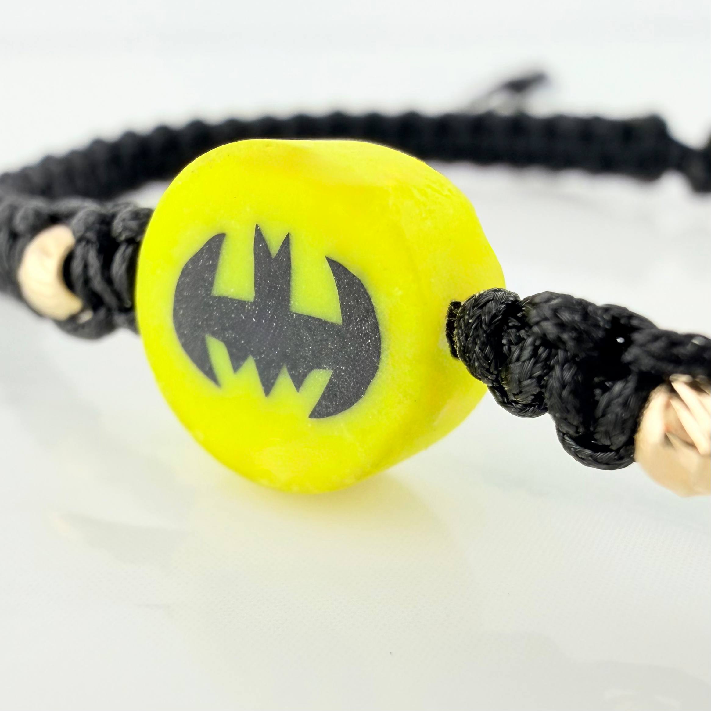 Pulsera Tejida Negra Batman 3Mm 2 Und Oro Amarillo 18K