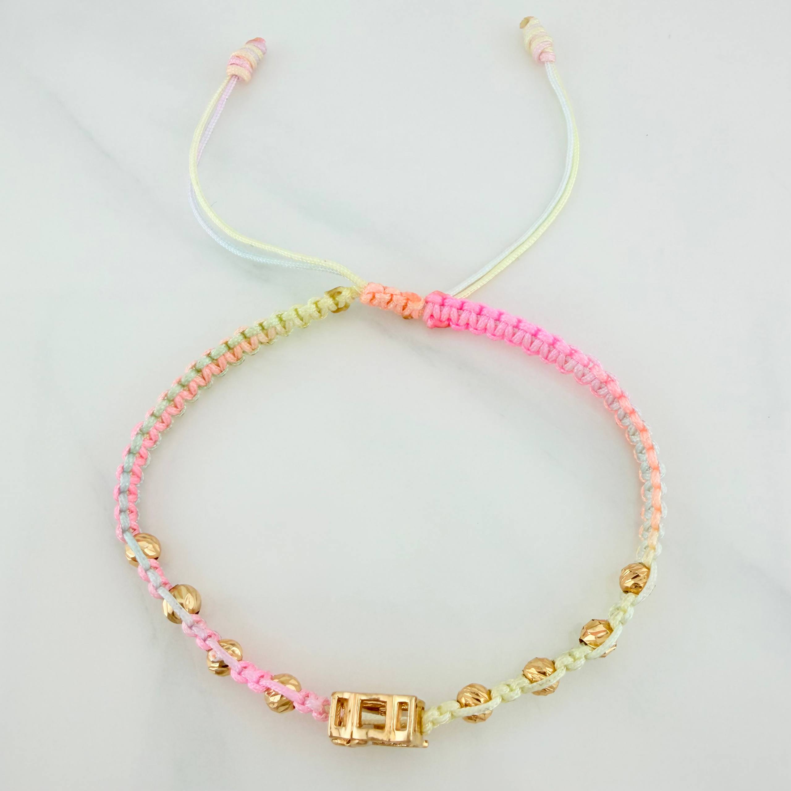 Pulsera Tejida Tricolor Gata 4Mm 8 Und Oro Amarillo 18K