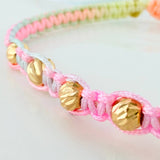 Pulsera Tejida Tricolor Gata 4Mm 8 Und Oro Amarillo 18K