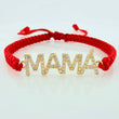 Pulsera Tejida Roja Mamá Oro Amarillo 18K