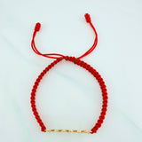 Pulsera Tejida Roja Mamá Oro Amarillo 18K
