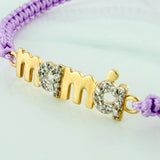Pulsera Tejida Morada Mamá Dos Oros Amarillo Blanco 18K