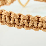 Pulsera Tejida Caqui Corazón Mamá 4Mm 8 Und Dos Oros Amarillo Blanco 18K