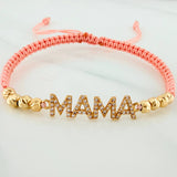 Pulsera Tejida Rosada Mamá 4Mm 8 Und Oro Amarillo 18K