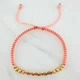 Pulsera Tejida Rosada Mamá 4Mm 8 Und Oro Amarillo 18K