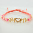 Pulsera Tejida Rosada Mom 4Mm 8 Und Oro Amarillo 18K