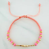 Pulsera Tejida Rosada Mom 4Mm 8 Und Oro Amarillo 18K