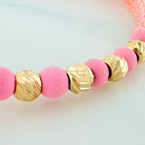Pulsera Tejida Rosada Mom 4Mm 8 Und Oro Amarillo 18K