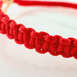Pulsera Tejida Roja Corazón Mamá Oro Amarillo 18K