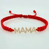 Red Woven Bracelet Mom Yellow Gold 18K