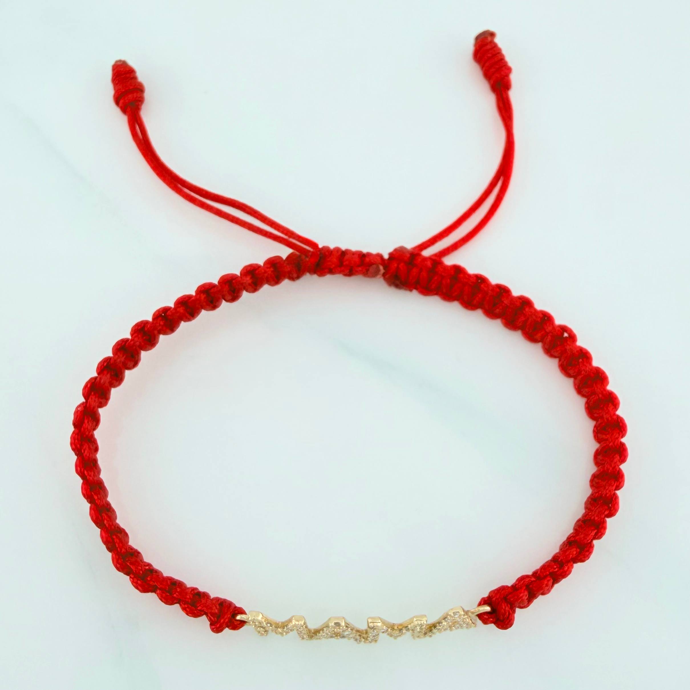 Red Woven Bracelet Mom Yellow Gold 18K