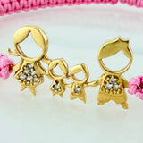 Pulsera Tejida Rosada Familia 4Mm 8 Und Oro Amarillo 18K