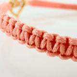 Pulsera Tejida Rosada Corazón Mamá Oro Amarillo 18K