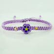 Pulsera Tejida Morada Flor 3Mm 2Und Oro Amarillo 18K