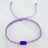 Pulsera Tejida Morada Flor 3Mm 2Und Oro Amarillo 18K