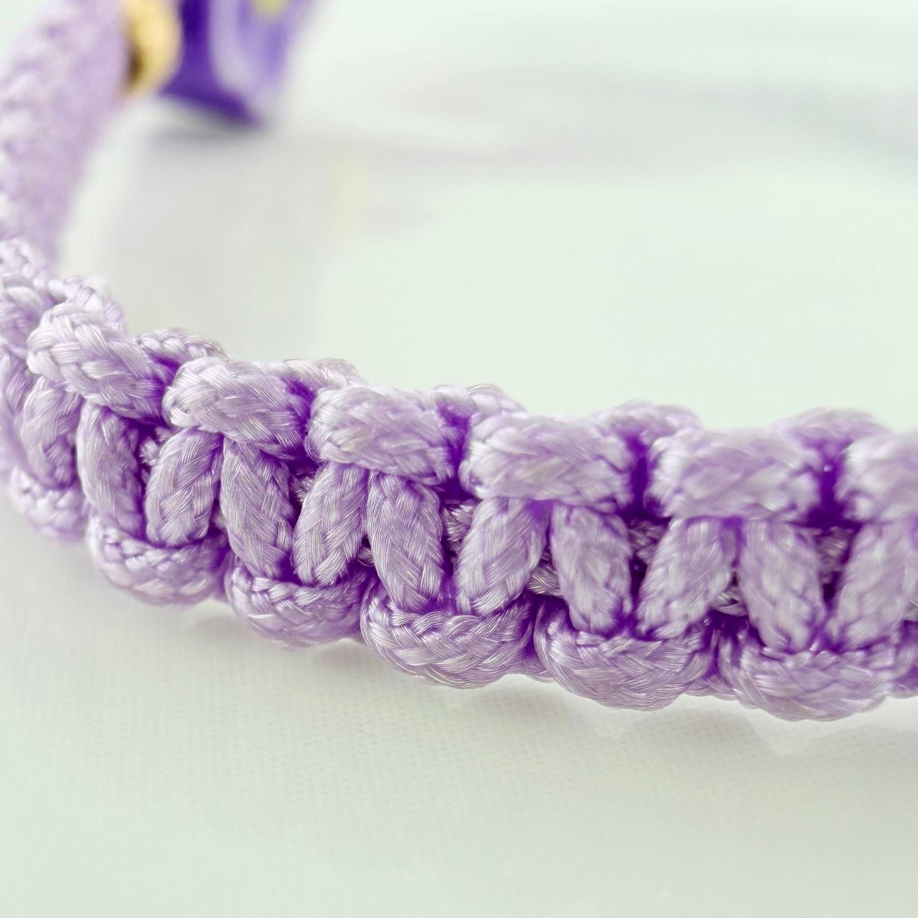 Pulsera Tejida Morada Flor 3Mm 2Und Oro Amarillo 18K