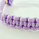 Pulsera Tejida Morada Flor 3Mm 2Und Oro Amarillo 18K