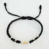 Black Woven Bracelet Heart 4mm 4 Units Yellow Gold 18K