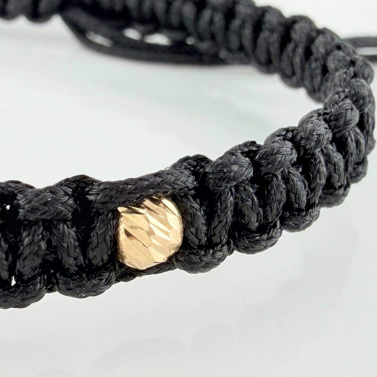 Black Woven Bracelet Heart 4mm 4 Units Yellow Gold 18K