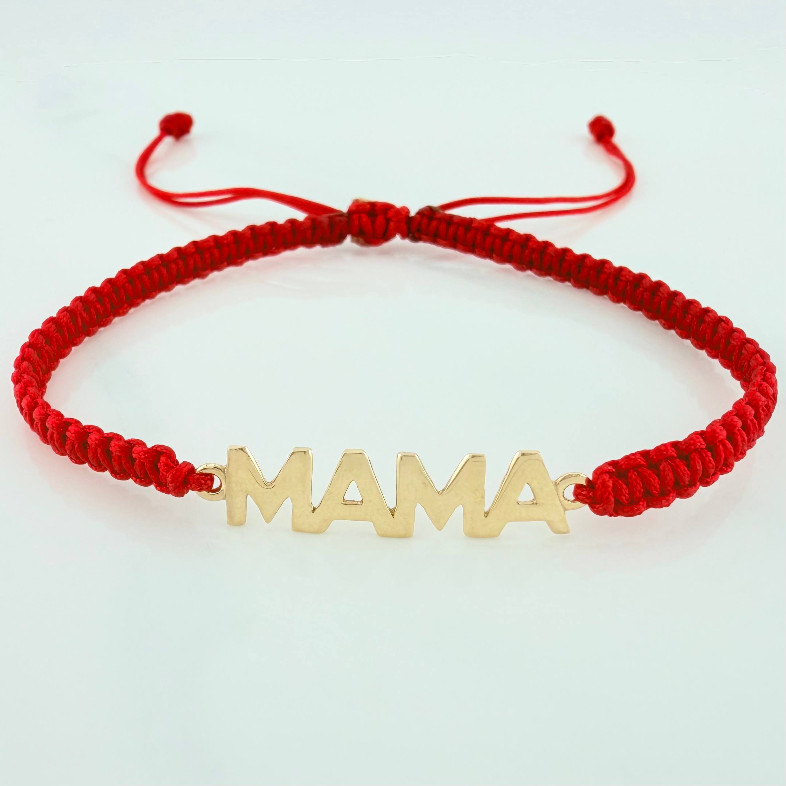 Red Woven Bracelet Mom Yellow Gold 18K