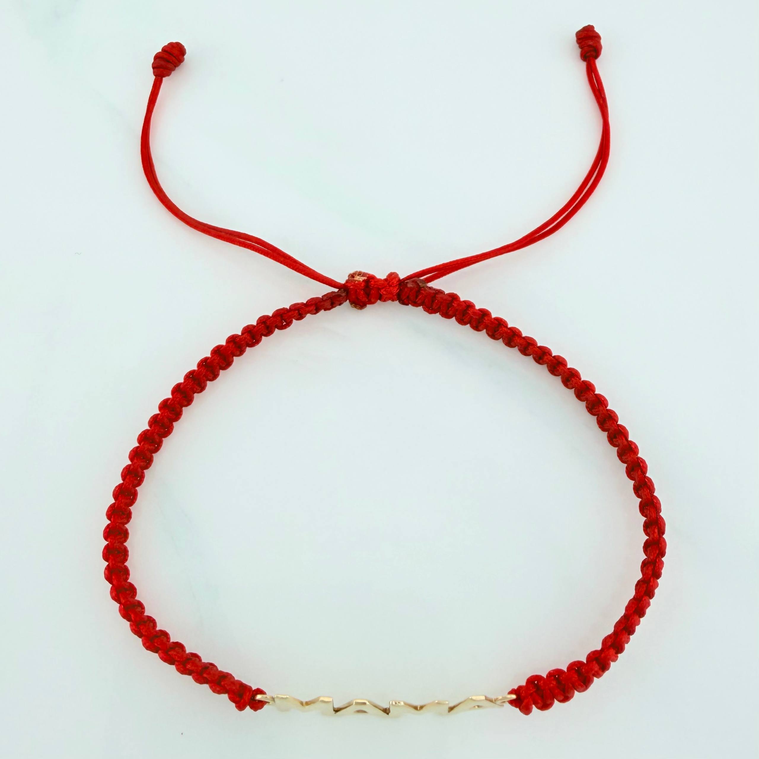 Red Woven Bracelet Mom Yellow Gold 18K