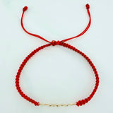 Red Woven Bracelet Mom Yellow Gold 18K