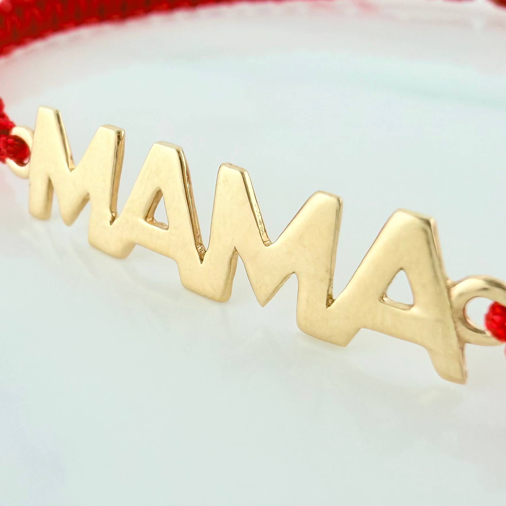Red Woven Bracelet Mom Yellow Gold 18K
