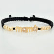 Black Woven Bracelet Mom 4mm 8 Units Yellow Gold 18K