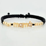 Black Woven Bracelet Mom 4mm 8 Units Yellow Gold 18K