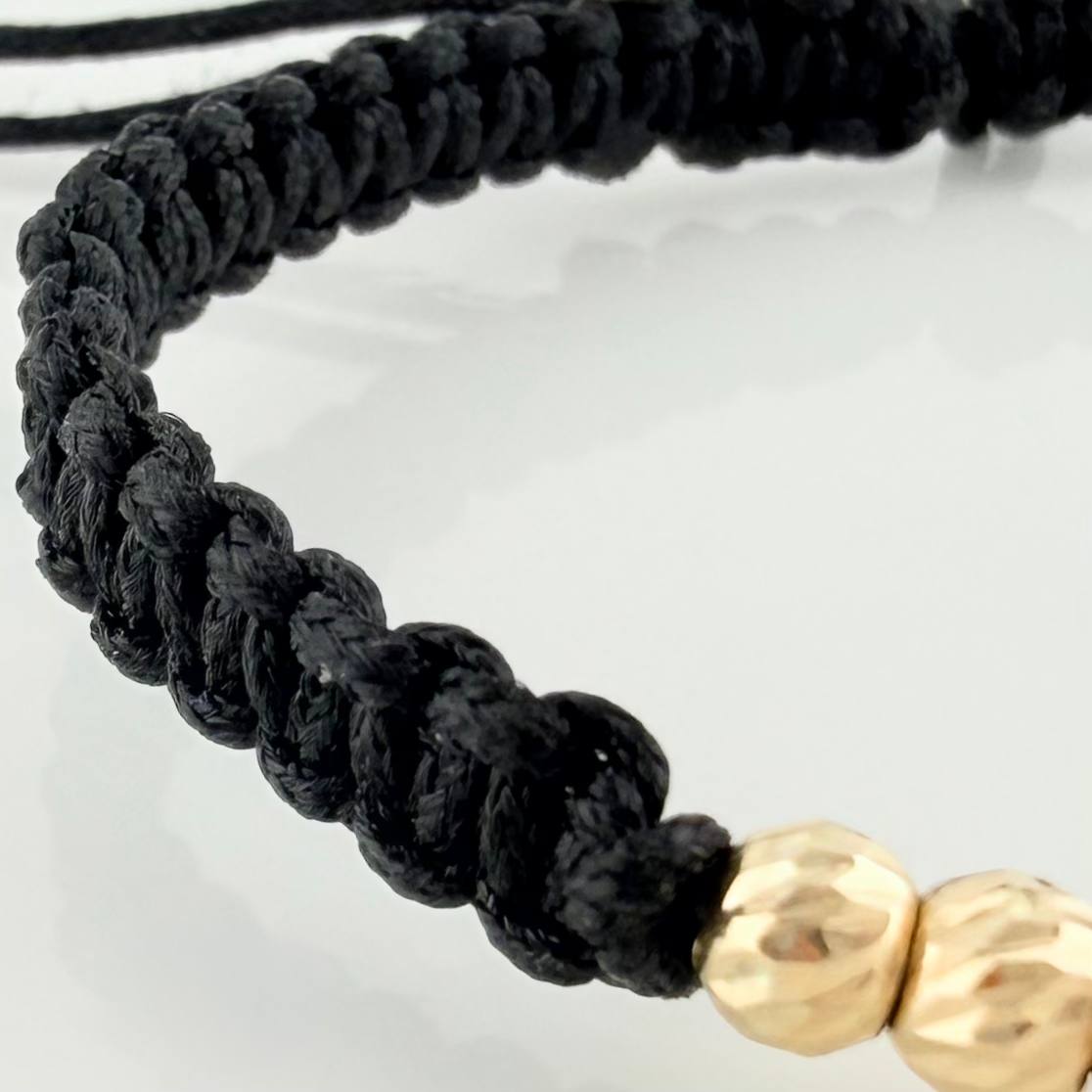 Black Woven Bracelet Mom 4mm 8 Units Yellow Gold 18K