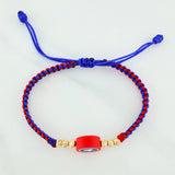 Pulsera Tejida Bicolor Escudo Estrella 3Mm 6Und Oro Amarillo 18K
