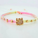 Pulsera Tejida Tricolor Gata 4Mm 8 Und Oro Amarillo 18K