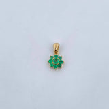 Dije Flor 0.9gr / 1.3cm / Esmeraldas 20 Pts Oro Amarillo 18K (Joya) &