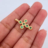 Dije Cruz Tupida 2.45gr / 2.4cm / Esmeraldas 80 Pts Oro Amarillo 18K (Joya) &