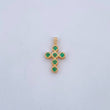 Pendant Cross Tupida 0.85gr / 1.7cm / Emeralds 12 Pts 18K Yellow Gold (Jewel) &