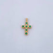 Dije Cruz Tupida 0.8gr / 1.9cm / Esmeraldas 60 Pts Oro Amarillo 18K (Joya) &