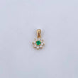 Pendant Flower 0.8gr / 1.3cm / Emerald 8 Pts Diamonds 12 Pts 18K Yellow Gold (Jewel) &