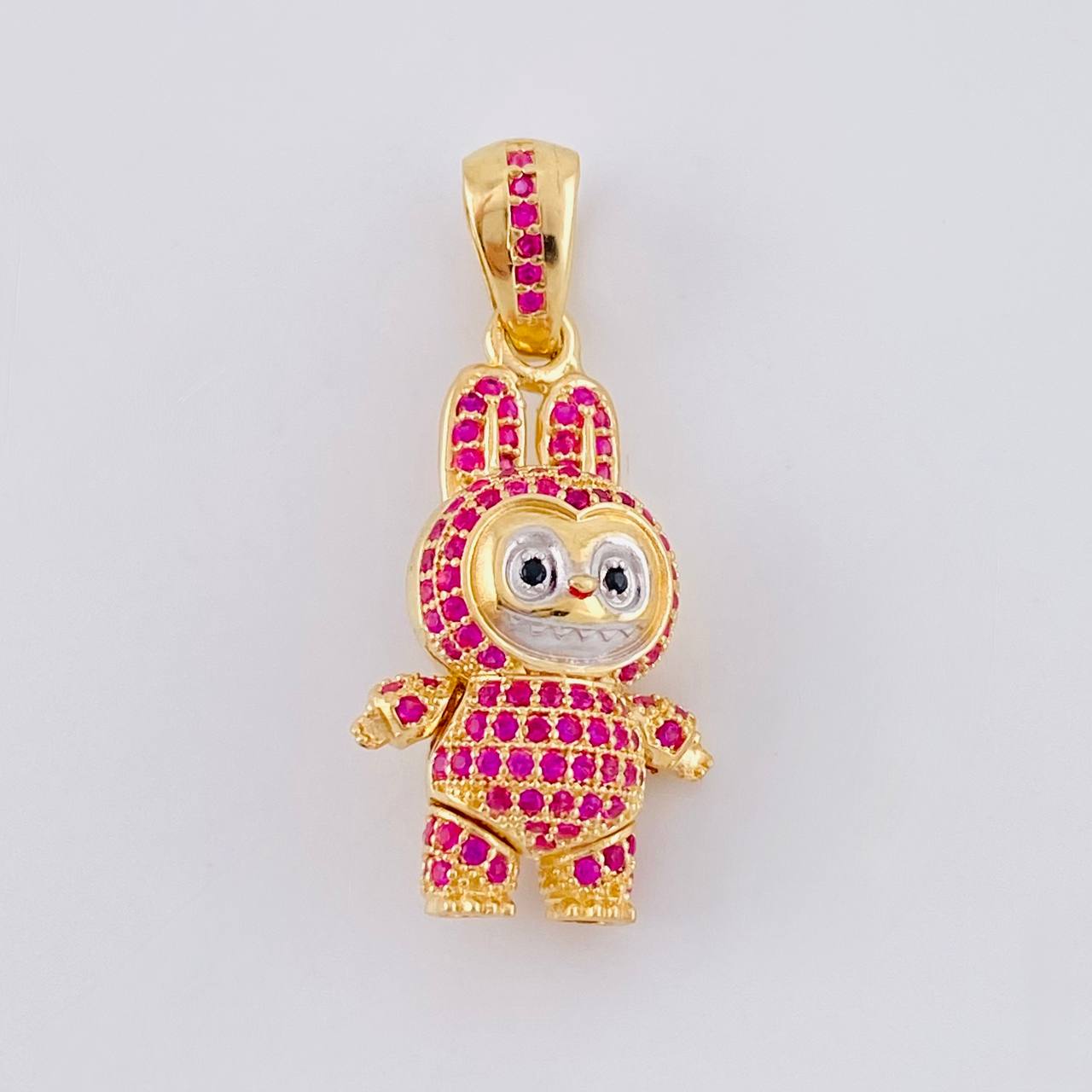 Dije Conejo Sonriente 6.05 g / 1 1/4 in Dos Oros Amarillo Blanco 18K