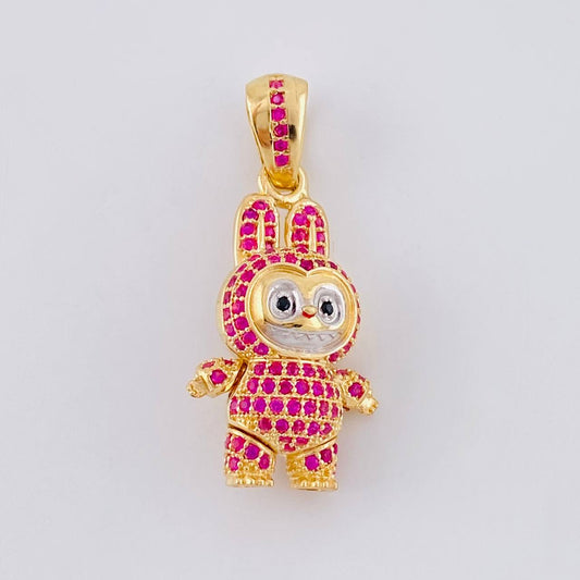 Dije Conejo Sonriente 6.05 g / 1 1/4 in Dos Oros Amarillo Blanco 18K