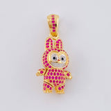 Dije Conejo Sonriente 6.05 g / 1 1/4 in Dos Oros Amarillo Blanco 18K