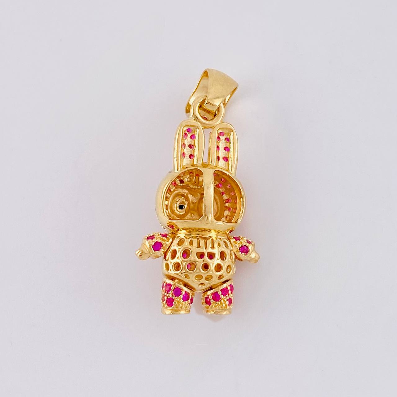 Dije Conejo Sonriente 6.05 g / 1 1/4 in Dos Oros Amarillo Blanco 18K