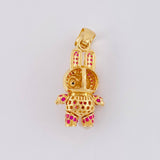 Dije Conejo Sonriente 6.05 g / 1 1/4 in Dos Oros Amarillo Blanco 18K