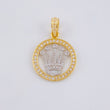 Pendant Circle Crown 2.85 g / 1 in Two Yellow White Gold 18K