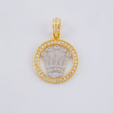 Pendant Circle Crown 2.85 g / 1 in Two Yellow White Gold 18K