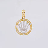Pendant Circle Crown 2.85 g / 1 in Two Yellow White Gold 18K