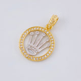 Pendant Circle Crown 2.85 g / 1 in Two Yellow White Gold 18K