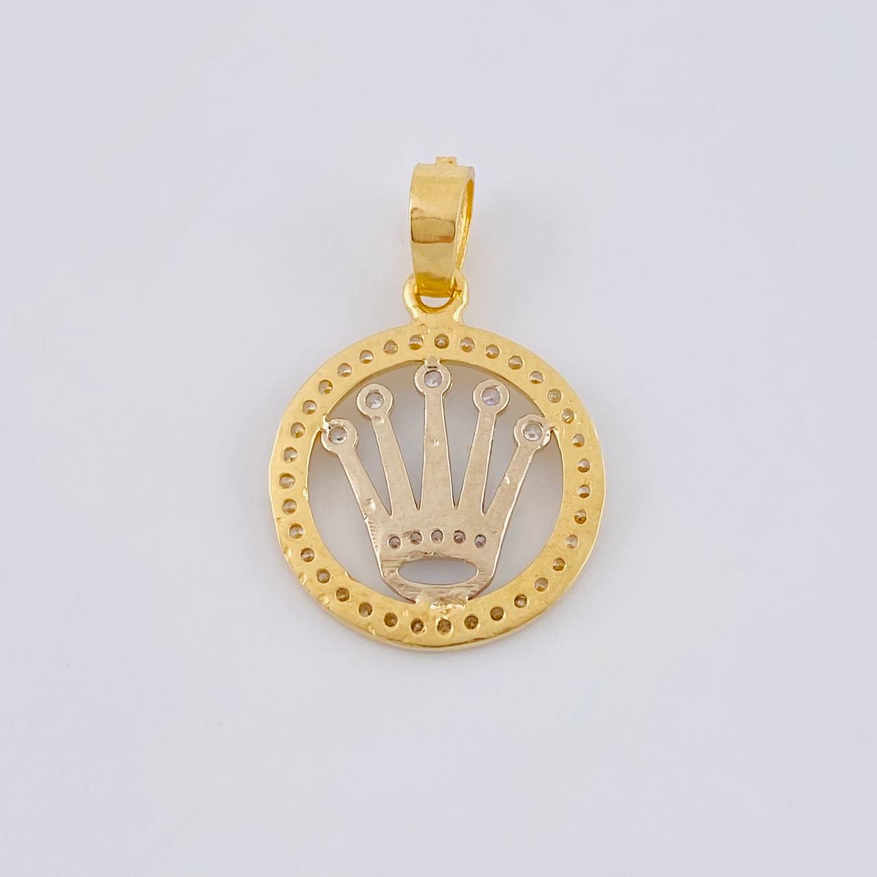 Pendant Circle Crown 2.85 g / 1 in Two Yellow White Gold 18K