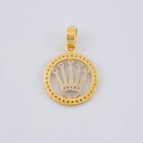 Pendant Circle Crown 2.85 g / 1 in Two Yellow White Gold 18K