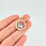 Pendant Circle Crown 2.85 g / 1 in Two Yellow White Gold 18K